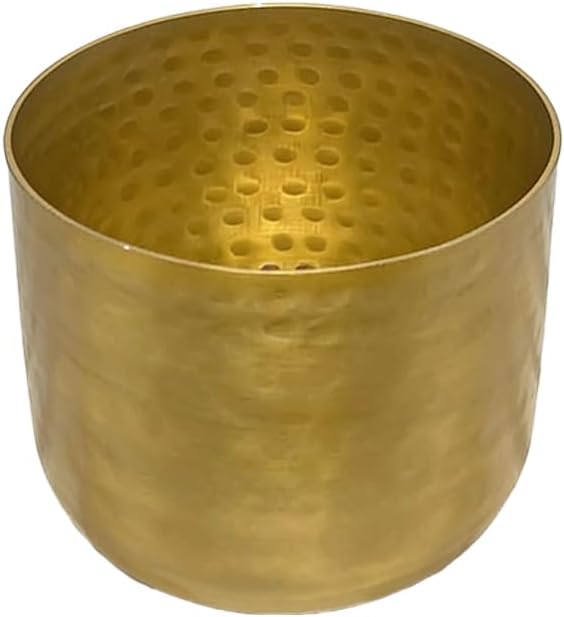 Serene Spaces Living Antique Brass Look Gold Hammered Pots: Stylish Indoor Planter, Decorative Accent for Potted Plants, Gold Flower Vase - Perfect for Weddings or Centerpieces, Small