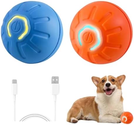 MILEDY 2PCS Shaky Ball for Dogs, Shaky Ball Toy for Dogs, Vibrating Dog Ball, Vibrating Ball for Dogs, Shaky Ball Moving Dog Toy, Automatic Moving Dog Toy Ball, Suitable for All Dogs (Orange+Blue)
