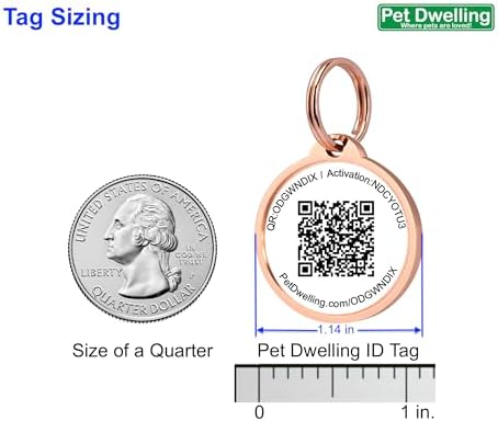 Pet Dwelling Premium QR Pet ID Tag for Dogs & Cats – Smart Pet Safety Tag with Free Online Profile, Scan Alerts with AI-Powered Insights (Lux Rose Gold White Paw)