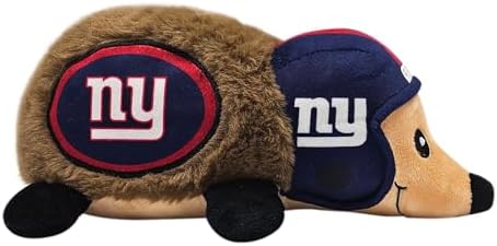 NFL New York Giants Plush Hedgehog Toy for Dogs & Cats, Cool Soft Pet Toy for Fun and Interactive Play, Dog Chew Toy with Squeaker, Licensed Hot Pet Toy