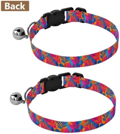 Colorful Palm Trees Puppy Collar 2 Pack Soft Polyester Pet Collar Adjustable Length 10.6" to 17.1"