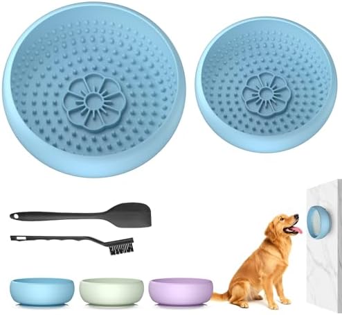 2 Pack Dog Lick Bowl, Slow Feeder Licking Bowl(Blue)