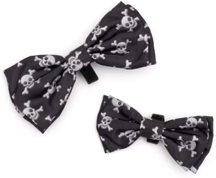 THE WORTHY DOG Halloween Patterns Pet Bow Ties for Dogs & Cats, Skull
