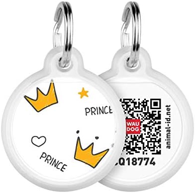 WAUDOG Pet ID Tag for Dog Cat with QR Passport Global Search System of Lost Pets - Digital ID Dog Tag - Crowns