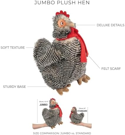 Fuzzl Plush Super Soft Big Cheeky Chuck Chicken Dog Toy & Comforter – Cuddly Plush with Squeaker, Gentle Dog Toy for Puppies & Small to Medium Dogs