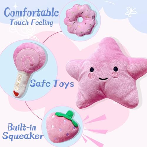 Small Dog Toys, Pink Puppy Toys, 4 Packs Dog Chew Toys for Fun
