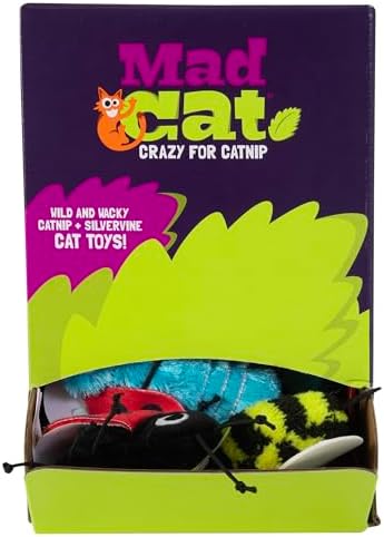 Mad Cat Buggin' Out Bug Cat Toys, Catnip and Silvervine Blend, Pack of 24