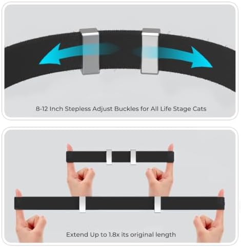 AirTag Cat Collar, Ultra Elastic Cat Tracker Collar (Black) | Compatible with Apple Air Tag Holder, Lightweight, Scratch Resistant, Stepless Adjustable Pet Tracking Collars for Cat Kitten