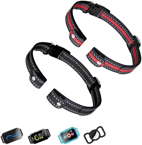 Aikko 2-Pack Replacement Nylon Straps for GPS Dog Shock Collar, Black & Red