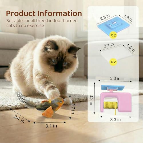 Interactive Cat Toys for Indoor Cats, Automatic Hanging Door Toys Pink