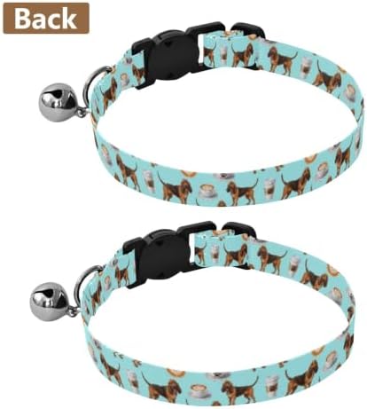 Brown Dogs Decorative Pet Collar with Bell 2 Pack Cat Collars Adjustable 10.6 to 17.1 Inches