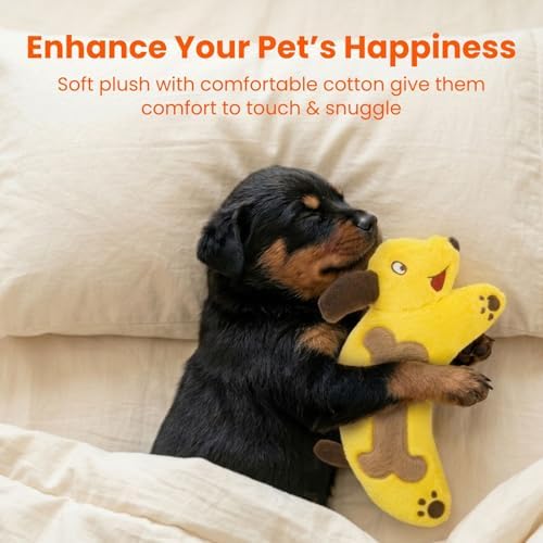 HGB Tough Squeaky Dog Toy for Medium Large Dogs | Large Crinkle Paper, Stuffed with 2 Sqeuakers for Puppy Teething, Chewing & Interactive Play