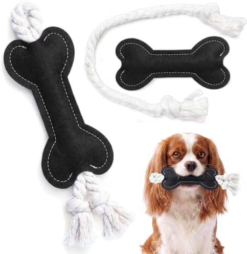 Dog Rope Knot Toy for Small Dogs and Cats Rope Toy for Puppy Teethers Cotton Interactive Pull Dog Toys for Dogs to Relieve Boring for Small Dogs and Cats (Black)