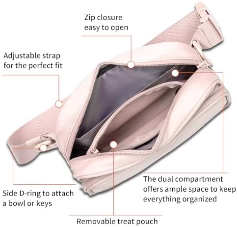 Runlight Dog Treat Pouch, Removable Treat Pouches Pet Training Pouch, Hand Free Dog Walking Bag with Carabiner, for Puppy Travel or Outdoor Use (Pink)