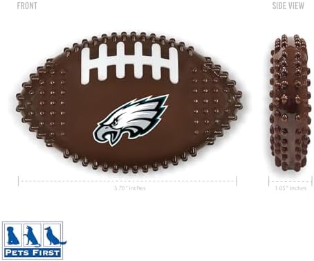 NFL Philadelphia Eagles Mega-chew Hard Nylon Bacon-flavored Dog Bone Football Chew Toy. Interactive, Durable Tasty Fun for Aggressive Chewers