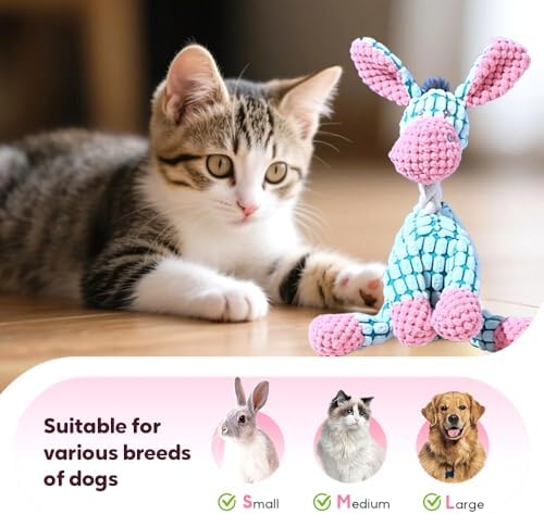 Eadwe 2026 New Dog Toys, Indestructible Plush Dog Toy, Dogs Toys for Aggressive Chewers, Dogs Squeaky Chew Toy for Indoor Pups Teething (D)