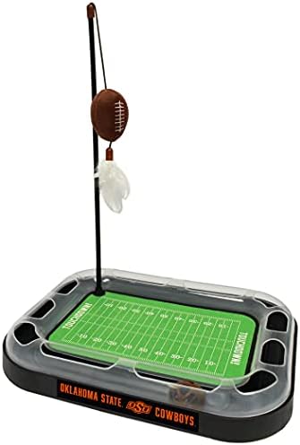 Pets First 5-in-1 Cat Toy: Scratcher, Wand, Plush Football & Feathers with Catnip & Interactive Cat Ball Bell