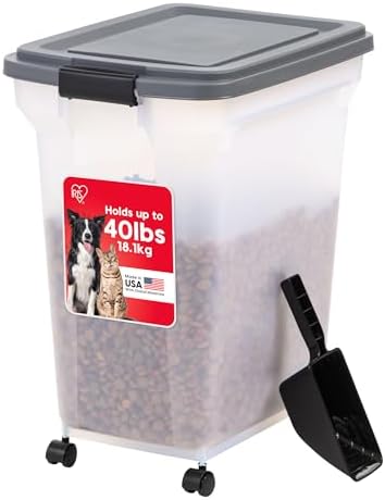 IRIS USA Dog Food Storage Container, Up to 40 lbs, Dark Gray, Made in USA