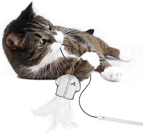 Pets First MLB Atlanta Braves Team Jersey Wand with CAT NIP, Cat Toy Jersey Shaped Plush Teaser Toy for Cats & Kittens - Interactive Pet Toy for Play & Exercise
