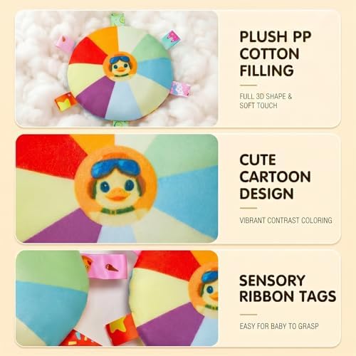 Small Dog Squeaky Flying Disc Toy 2-in-1 Plush & Cotton Rope Chew Toy with Built-in Squeaker, Interactive Toy for Puppy Training, Teething & Dental Care