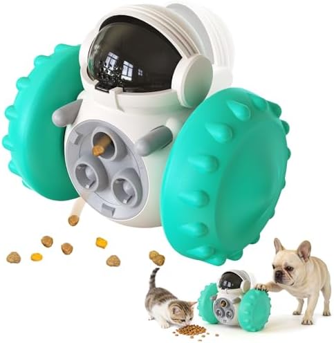 Cat Wobble Treat Dispenser Puzzle Toys Interactive Slow Feeder Snack Enrichment Fun Sliding Rolling Exercise & Distribution Toy for Indoor Cats, Small and Medium Dogs