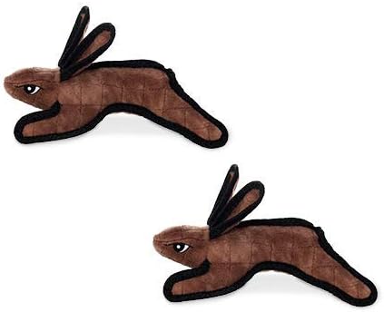 TUFFY® : 2 Pack Jr Rabbit Dog Toy: Ultra Durable Plush Toy with Multiple Layers & Reinforced Seams, Washable and Floats, Original Construction