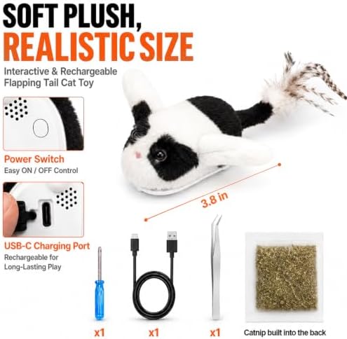 BABORUI Interactive Cat Toy Flying Mouse, Cow Mouse