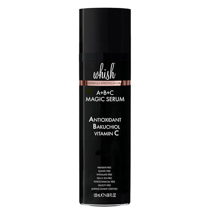 Whish A+B+C Magic Serum - Bakuchiol, Vitamin C, Antioxidant, Reduces Fine Lines & Wrinkles - 4 oz