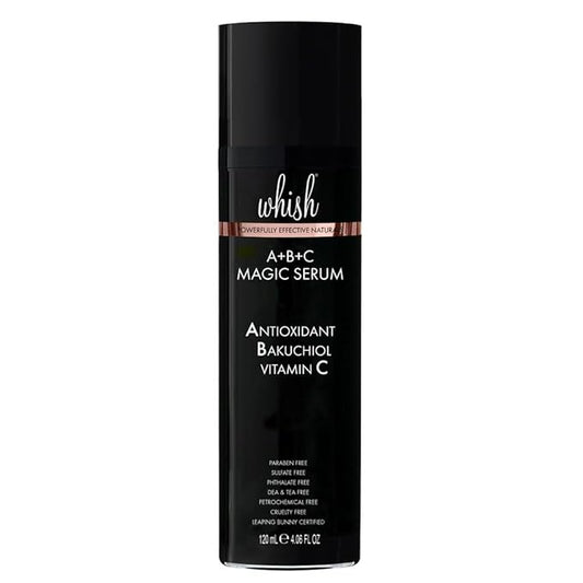 Whish A+B+C Magic Serum - Bakuchiol, Vitamin C, Antioxidant, Reduces Fine Lines & Wrinkles - 4 oz