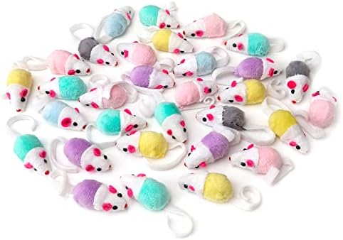 CHIWAVA 36PCS 1.8'' Interactive Cat Toy Mice with Catnip Rattle Sound Mouse