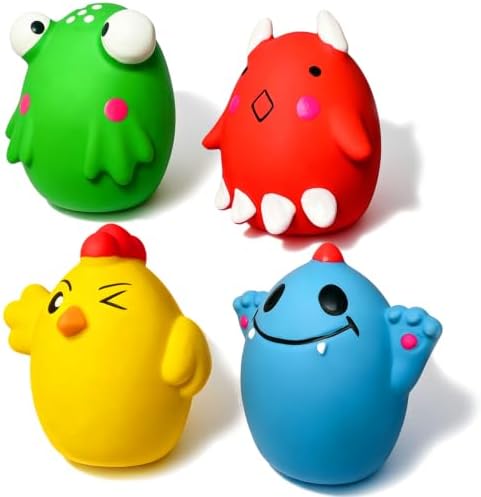 HOLYSTEED Squeaky Dog Toys for Small Dogs, Mini Breed, 1.9" Latex Ball Oval