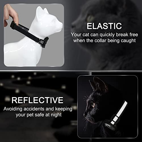 Reflective AirTag Cat Collar, Integrated Cat Collar with Air Tag Holder | Built in AirTag Holder, Adjustable 7-13in for Cats, Kittens and Puppies, Safety Elastic Band, Reflective for Night Walking
