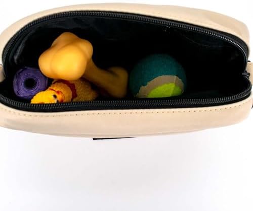 Dog Treat Pouch with Removable Small Pet Training Treat Pouches, Built-in Poop Bag Dispenser, Adjustable Shoulder Strap Cross Body Dog Walking Bag (Beige)
