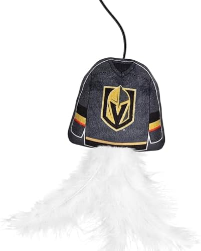 Pets First NHL LAS Vegas Golden Knights Team Jersey Wand with CAT NIP, Cat Toy Jersey Shaped Plush Teaser Toy for Cats & Kittens - Interactive Pet Toy for Play & Exercise