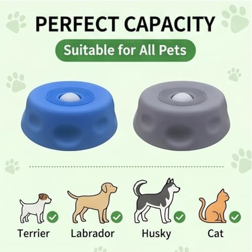 Slow Feeder Dog Bowl with Roll Ball, Slow Down pet Eating,Lick Toys, Black