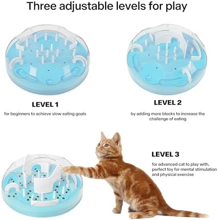 Pet Prime Cat Puzzle Feeder Interactive Enrichment Toys for Indoor Cats Slow Feeder Food Treat Puzzle Cat Stimulation Toys Blue