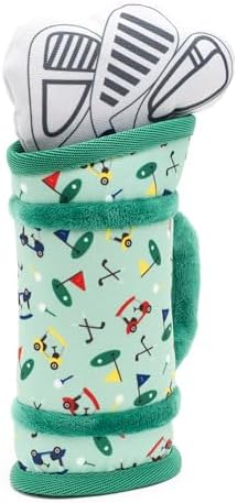 The Worthy Dog Icons Pattern Tough Plush Squeaky Dog Toy, Golf Bag