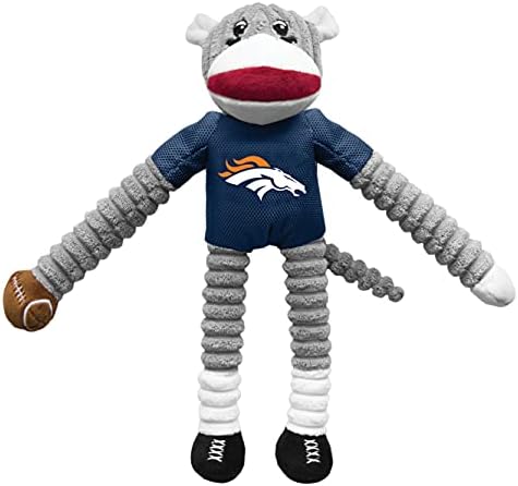 Littlearth NFL Denver Broncos Sock Monkey Pet Toy, Team Color, One Size
