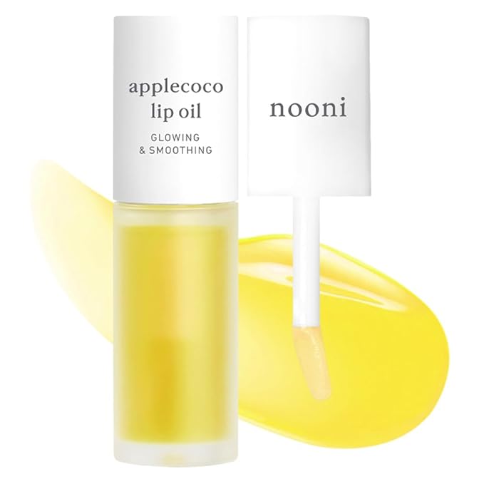NOONI Korean Lip Oil - Applecoco | Long-Lasting, Moisturizing, Plumping, Revitalizing for Dry Lips, Waterproof, No Peel Off, Hydrating, Nourishing Crystal Clear, Stocking Stuffers, 0.12 FL Oz