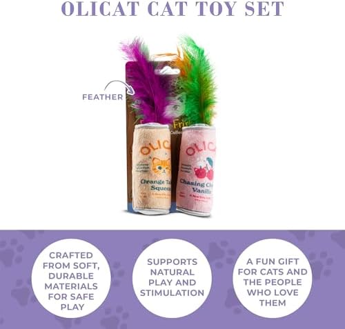 Haute Diggity Kitty Olicat Cherry + Orange Set, Soft Plush Cat Toys