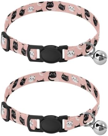 2 Pack Kitten Collar Cute Cats Cat Bell Collar, Adjustable Length 10.6" to 17.1"