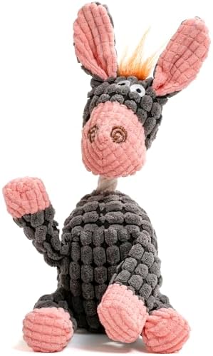 Squeaky Plush Donkey Dog Toy, Stuffed Animal Chew Toy for Small Dogs