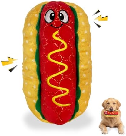 Bite Force - Durable & Strong Dog Toy Wieny Wiggle with Squeaker, Kevlar-Reinforced Seams for Aggressive chewers- red.