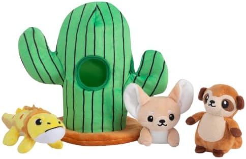 Hollypet Squeaky Hide and Seek Dog Toys for Small and Medium Dogs, Cactus