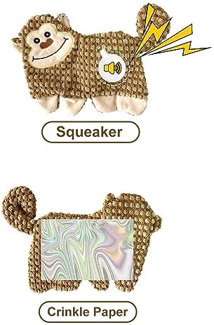 Cute No Stuffing Dog Toy for Small, Medium Breeds, Fun for Indoor Puppies with Soft Squeaker and Crinkle Paper, No Mess Chew and Play (4 Pack)