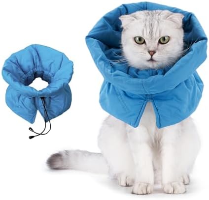 Cat Recovery Collar, Soft Adjustable Cat Cone Alternative, Lightweight Waterproof Fasteners Collars for Cats Kittens Puppies, After Surgery Stop Licking, Post-Surgery or Skin Protection