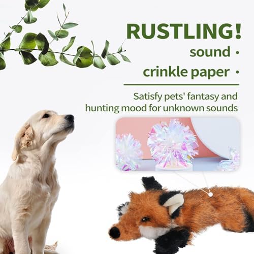 ALL FOR PAWS Dog Squeaky Fox Toy, Stuffed Animal Pet Plush Toys Squeak Chew Toy for Dogs Large