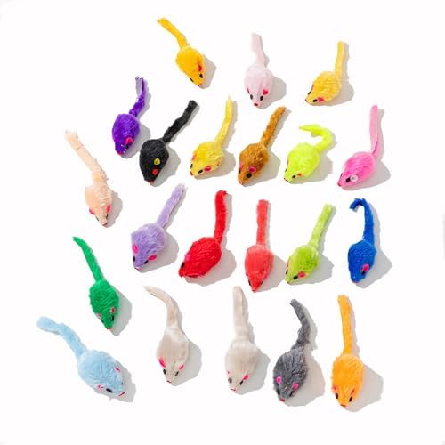 12PCS Cat Mouse Toys, Faux Fur Interactive Catnip Mice