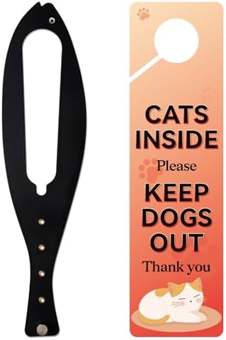 TGIOW Cat Door Latch, Cat Door Stopper Keep Open 2.5-6", 1 Pcs, Black | Keep Dogs Out of Litter Box and Food, Door Prop for Cats with 5 Adjustable Sizes, Door Plate Included, Pet Gate Alternative