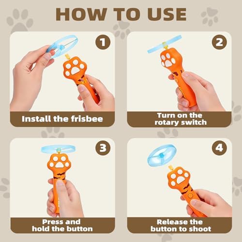 Wortade Cat Fetch Toy Launcher,Interactive Flying Disc Launcher Toy, Yellow
